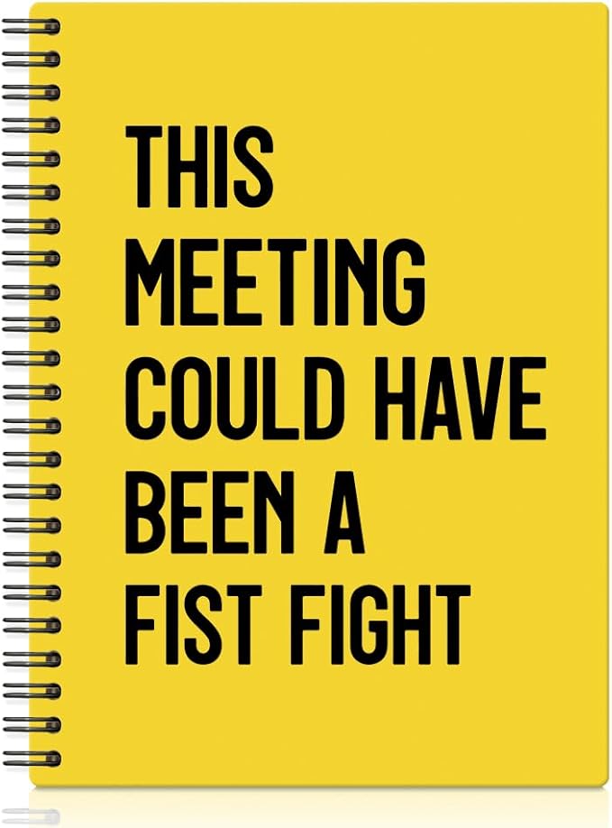 XQLZY This Meeting Could Have Been A Fist Fight Yellow Spiral Notebook, Funny Corporate Humor Notepad, Office Sarcastic Humor Gifts for Men Women Coworker BFF Friend, Coworker Christmas Gifts