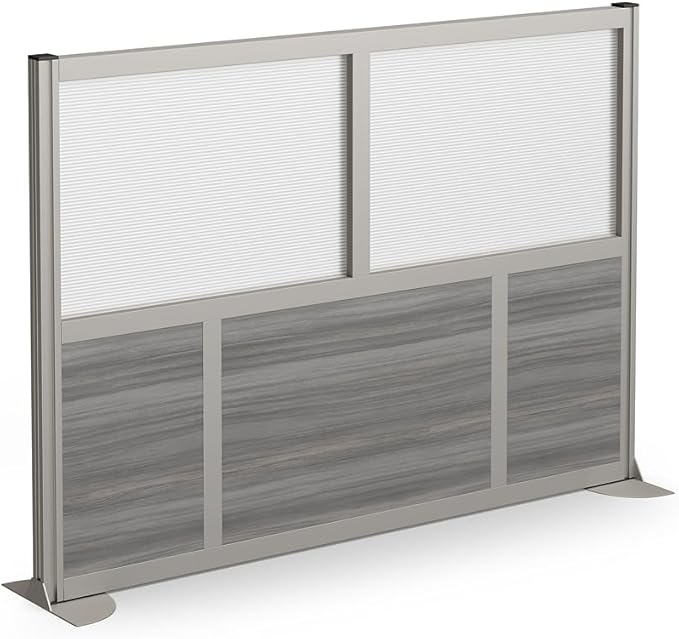 NBF Office Partitions - Cubicle Privacy Panel Wall Divider - Modern Room Separator with Quick Assembly - Indoor Laminate Free Standing Portable Room Divider Panel - 52" H x 73" W (Gray)
