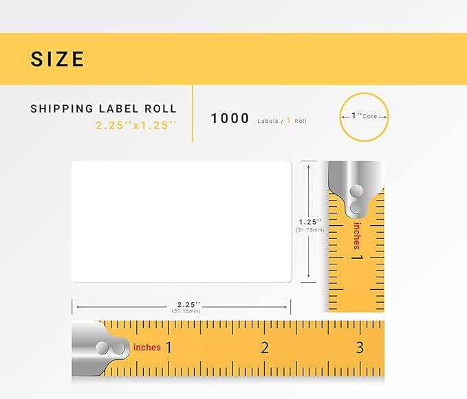 HOUSELABELS 2.25" x 1.25" Address Labels on 1" Core in Polypropylene Compatible with Zebra and Rollo Printers, 20 Rolls / 1,000 Labels per Roll