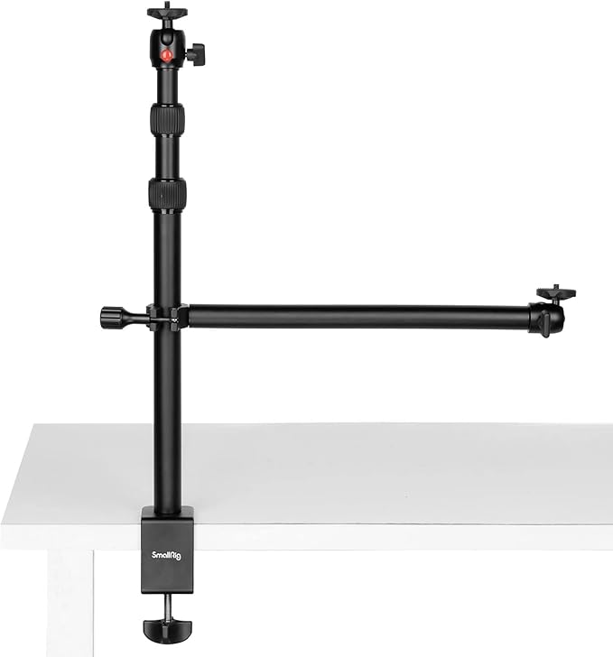 SMALLRIG Camera Desk Mount Table Stand with Magic Arm and 1/4" Ball Head, 13"-35.4" Adjustable Light Stand, Tabletop C Clamp for DSLR Camera, Ring Light, Live Streaming, Photo Video Shooting - 3992