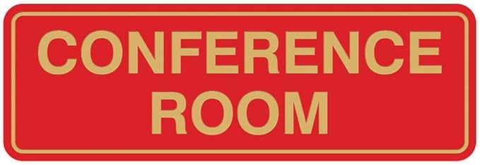 Standard Conference Room Sign - Red/Gold - Large 2 Pack