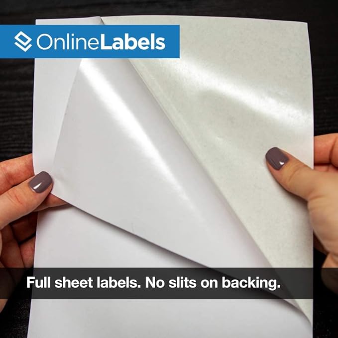 Sticker Paper, 10,000 Sheets, White Matte, 8.5" x 11" Full Sheet Label, Works with Inkjet and Laser Printer, Compatible with Electronic Cutting Machines, OL177WX, OnlineLabels