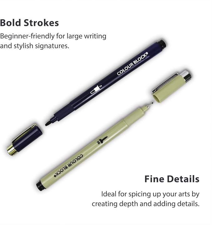 COLOUR BLOCK 10PC Calligraphy Set - Sketchbook, PU Pen Case, Fineliner, Hand Lettering, Sketching, Basic Writing, Journaling Supplies, Fine Point Pens
