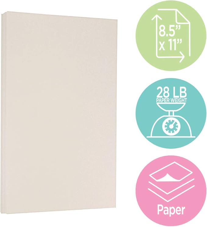 JAM PAPER Strathmore 28lb Paper - 105 gsm - 8.5 x 11 - Natural White Wove - 500 Sheets/Pack