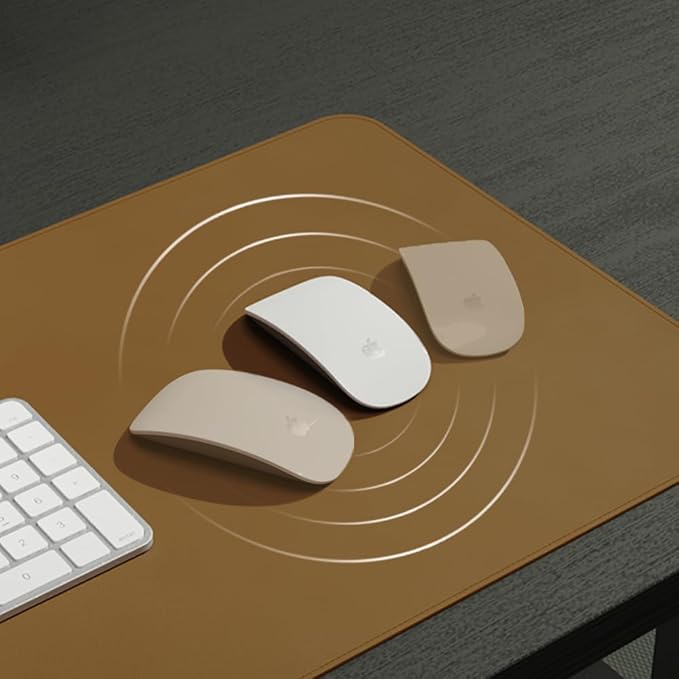POUT TekDec Mat – Vegan Leather Desk Pad (31.5×13.4in / 80×34cm), Water-Resistant Surface, Anti-Slip Base, Scratch & Heat Protection, Multi-Functional Writing & Mouse Pad – Caramel Tan