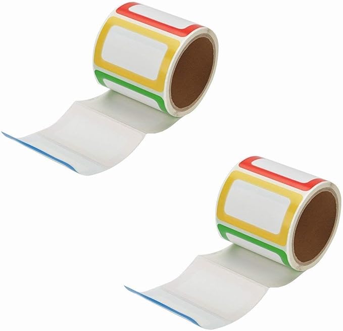 MFLABEL® 400 Colorful Name Tags - 3.5"x2.25" Organization Stickers (Red/Yellow/Blue/Green) | Durable, Waterproof & Peel-Stick for Home, Parties | Non-Toxic Adhesive for Clothes