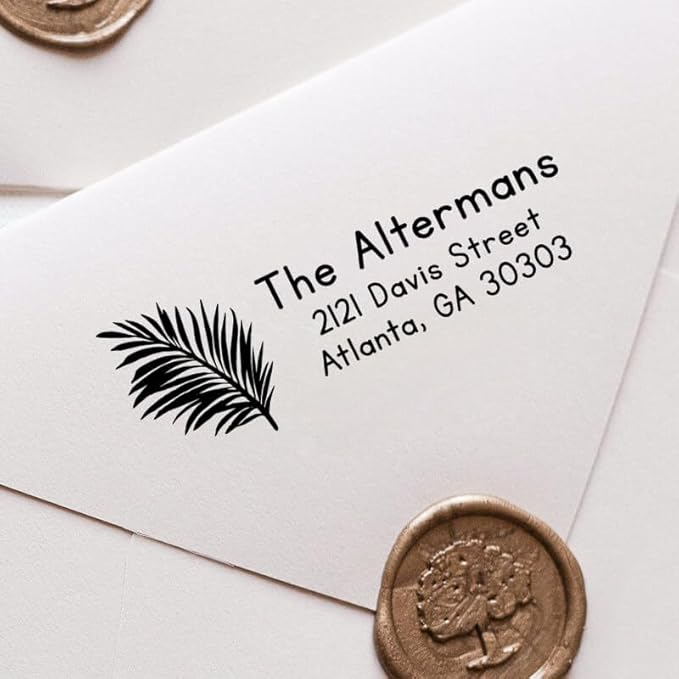 Custom Floral Address Stamp | Choose from 12 Designs | Multiple Ink Color Options | Envelope Return Address Stamp for Couple or Family (Design 10, Extra Large)
