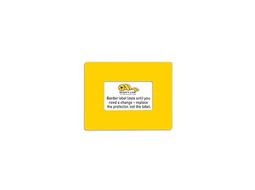 Mighty Line Shield Clear Label Protector Cover Sleeves for Protecting Barcodes, Numbers and Stickers, Heavy-Duty, Peel and Stick, Adhesive, 7" x 9" (3"x5" Window), Pack of 20, Yellow