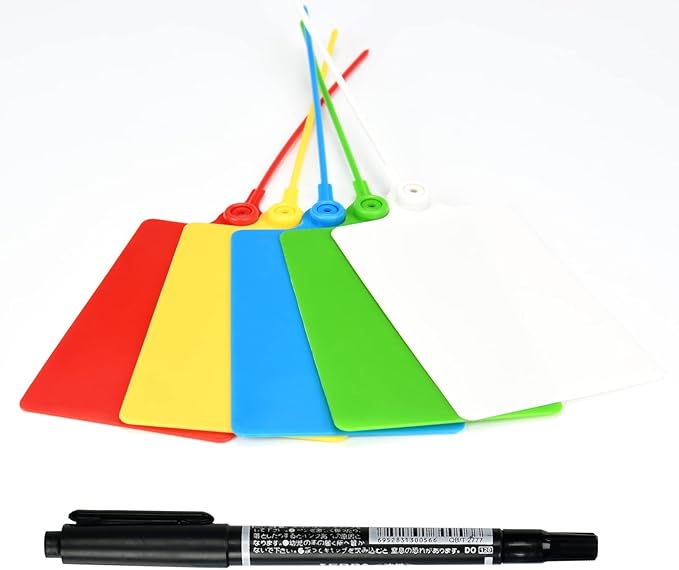 100 Plastic Tags Shipping Tags Water Proof Tags for Labeling Shipping Labels Security Seals Writable Marker Ties Hanging Tags Storage Tag with One Marker Pen (Mixed 5 Color)