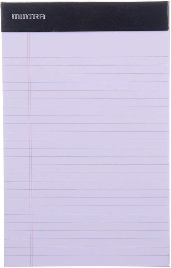 Mintra Office Legal Pads - ((BASIC PASTEL 6pk, 5in X 8in, NARROW RULED)) - 50 Sheets per Notepad, Micro perforated Writing Pad, Notebook Paper for School, College, Office, Professional