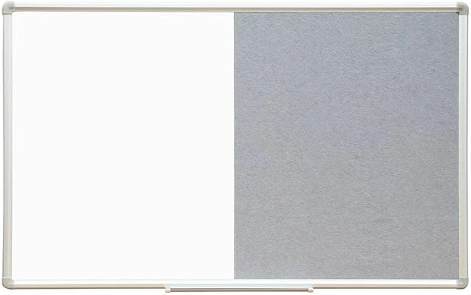 DEVELOP Large Grey Felt Bulletin & Magnetic Dry Erase Combo Board, 60 x 36 Inch Hanging Whiteboard/Grey Felt Bulletin Combination Board with Marker Tray, Pins, Eraser, Markers & Magnets