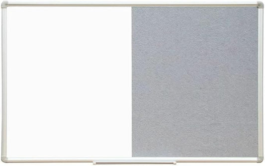 DEVELOP Large Grey Felt Bulletin & Magnetic Dry Erase Combo Board, 60 x 36 Inch Hanging Whiteboard/Grey Felt Bulletin Combination Board with Marker Tray, Pins, Eraser, Markers & Magnets