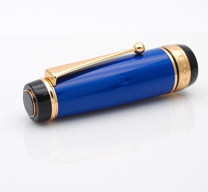 xixixiaozhu Metal Big Fountain Pen Set Medium Nib 0.7mm, Includes Ink Refill Converter, 5 Ink Cartridges & Gift Box (Medium Nib 0.7mm, Blue)