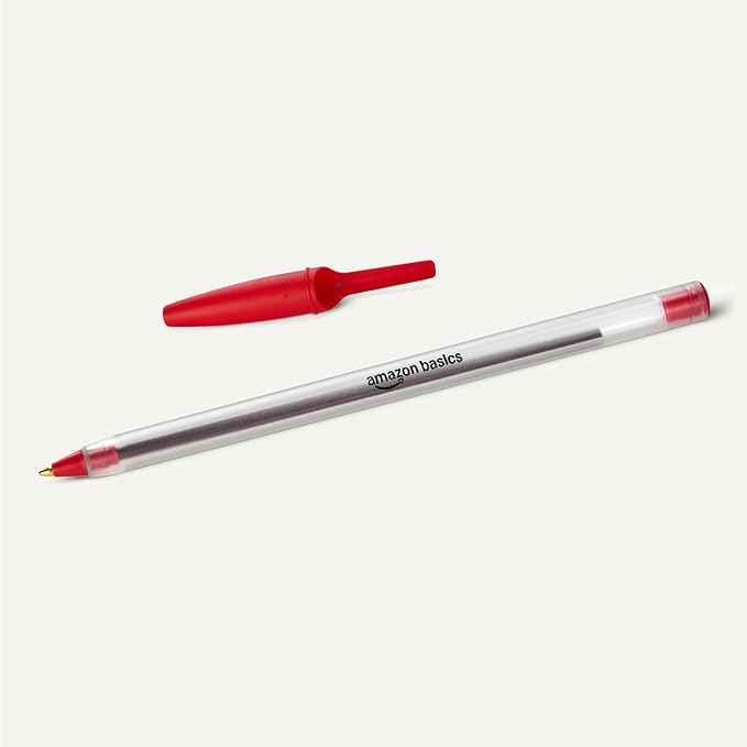 Amazon Basics Ballpoint Pens, 1.0mm, Red, 36 Pack