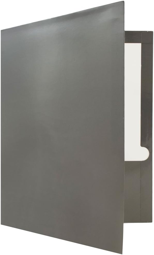 JAM PAPER Laminated Two Pocket Glossy School Folders - Letter Size - High Gloss Grey - Bulk 25/Pack