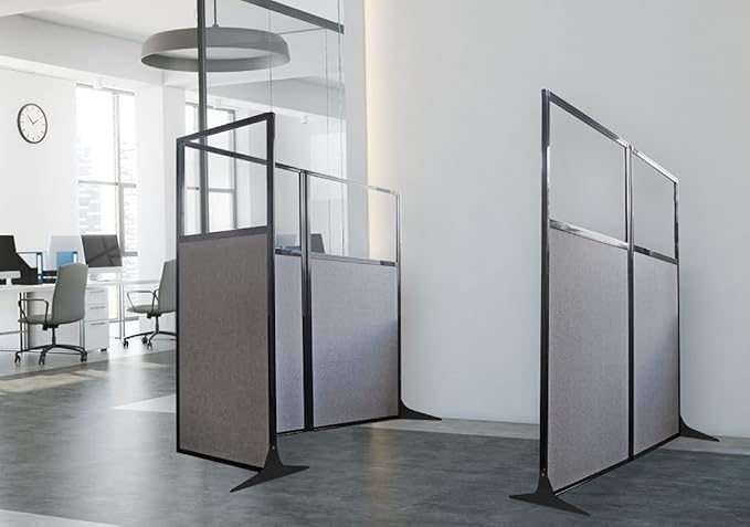 Versare Workstation Partition | Portable Wall Divider | Modern Office Cubicle | Free Standing Privacy Screen | Flexible Work Space | 66" x 70" Red Fabric Panels