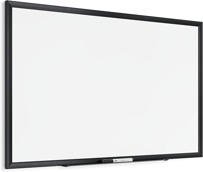U Brands Magnetic Whiteboard 24" x 36", Black Aluminum Frame Dry Erase Board, Wall Mounted White Board for Office, Classroom, Home, Planning & Organization