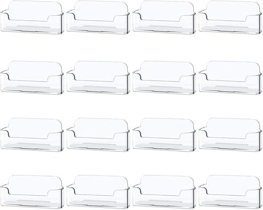 Qizpcer 16 Pack Clear Desktop Business Card Holder Display, Plastic Business Card Stand for Office