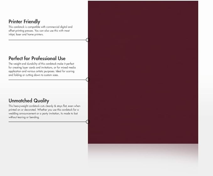 LUXPaper 8.5" x 11" Cardstock | Letter Size | Burgundy Linen | 100lb. Cover (183lb. Text) | 500 Qty