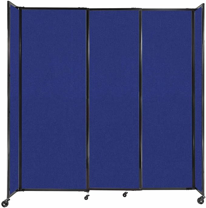 Versare Straightwall Sliding Portable Wall Partition | Freestanding Office Dividers | Locking Wheels | Temporary Room Separator | 7'2'' Wide x 7'6'' Tall Royal Blue Fabric Panels