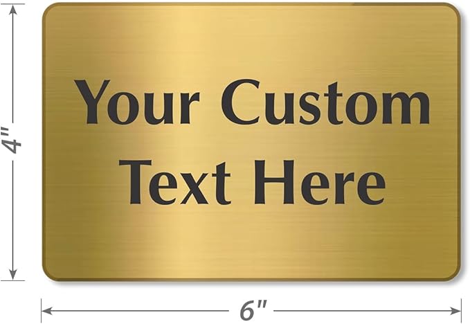 SmartSign Custom Brass Sign - 4" x 6", 40 mil REAL Bugle Brass Metal, Personalized Name Door Sign, Heavy-Duty Premium Engraved Door/Wall Mount Plaque for Business/Office, Gold and Black