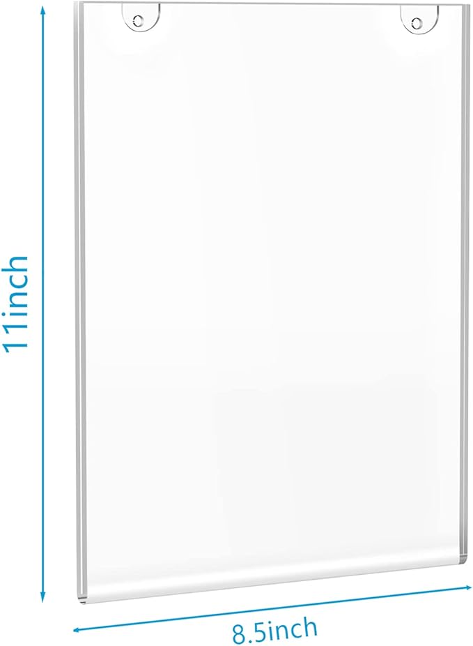 PecMuikee Acrylic Sign Holder 8.5x11, Wall Mount Acrylic Sign Holder and Plastic Paper Display Ad Frame bonus with 3M Tape and Mounting Screws for Restaurants, Office, Market, Library, Door, 30 Pcs