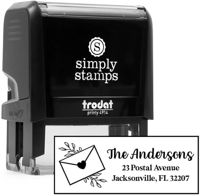 Custom Floral Address Stamp | Choose from 12 Designs | Multiple Ink Color Options | Envelope Return Address Stamp for Couple or Family (Design 3, Extra Large)