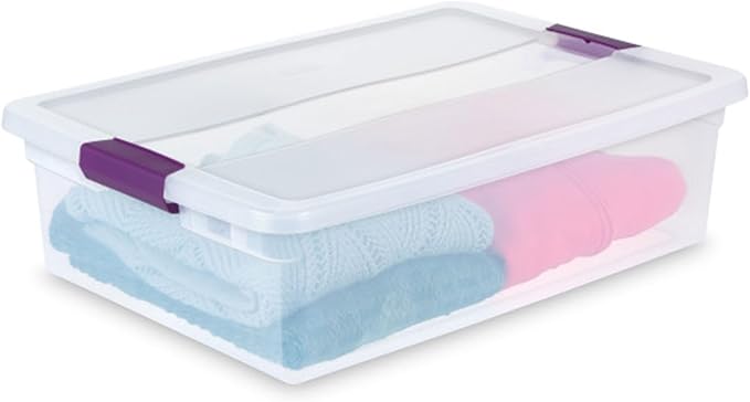 Sterilite 18-Pack 32 Quart ClearView Latch Box, Stackable Organizer Bins with Latching Lids - Clear Plastic Organization Containers for Closet, Bedroom, Shelving Units and Everyday Home Storage