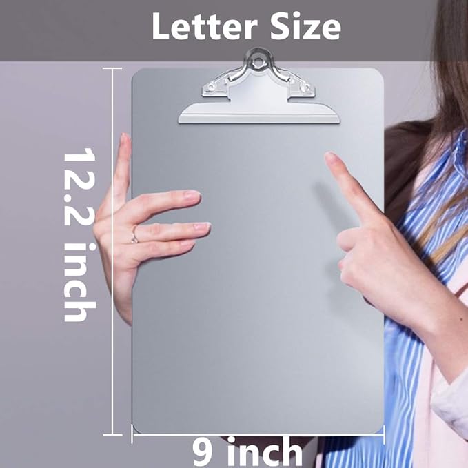 Metal Clipboard, Contractor Heavy Duty Aluminum Clipboard with High Capacity Clip, Rust-Proof Plate for Letter Size and A4 Paper Sheet, Supplies for Office, Jobsite, Medical, School, Law Enforcement