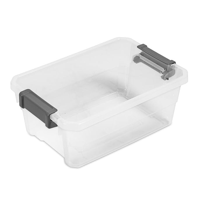 Sterilite 24-Pack Modular Stacker Box, Durable Clear Plastic Storage Bins with Latching Lids, 16 Quart - Stackable Organizing Container Boxes for Closet, Bathroom, and Office