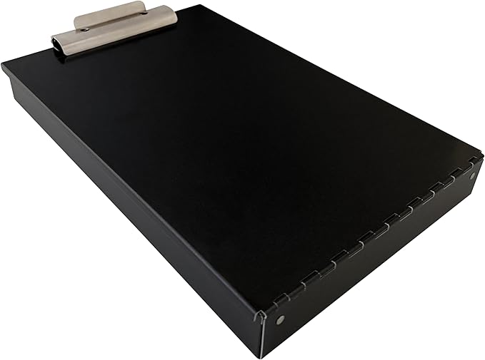 Saunders Metal Clipboard with Storage, Black Single Layer Nursing Clipboard Folio, Letter Size Paper Organizer, Steel Clip with Self Locking Latch, Form Holder for Office, School & Work - Made in USA