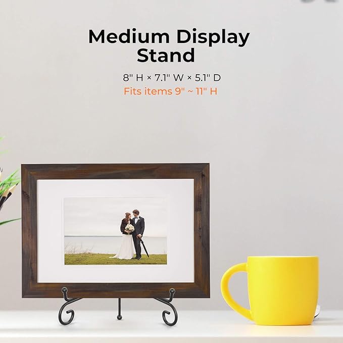TR-LIFE 4 Pack Plate Stands for Display - 8 Inch Plate Holder Display Stand + Metal Easel Stand for Picture Frame, Decorative Plates, Book, Photo, Collectibles (4 Pack)