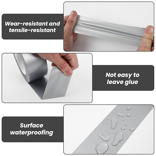 TOMAIX 16 Rolls Heavy Duty Duct Tape Bulk, 787 Yards, Gray Cloth Tape, Waterproof & Strong Adhesion for Repair, DIY, Home & Outdoor Use