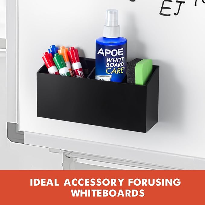 Banafich Magnetic Dry Erase Marker Holder, Acrylic Magnet Pen Holder for Whiteboard, Refrigerator, Magnetic Fridge Organizer for Office, Classroom, Whiteboard Maker Holder, Locker Organizer(Black)