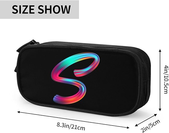 Pazacon Cute Initial Pencil Case for Kids Students, Large Capacity Pencil Pouch for Boys Girls, Letter Design Pencil Box Pen Bag Office Stationery Organizer, Rainbow Letter S