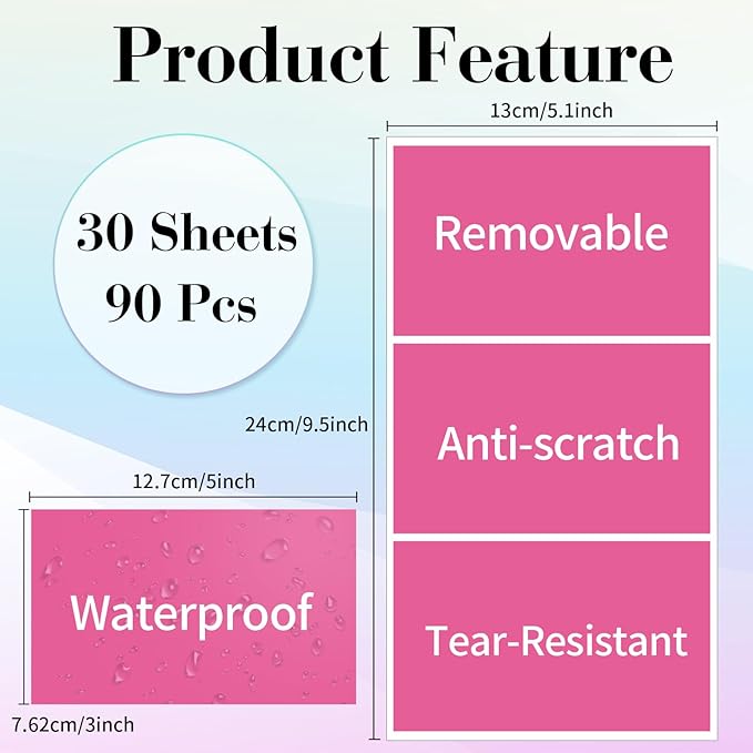 STARLIBOO Removable Colored Labels Stickers, 3X5 Inch Removable Large Label Stickers for Moving Boxes and Storage Bins- Waterproof- Tear Resistant (Rose Pink)