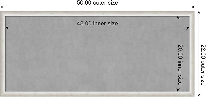 Amanti Art Silver Framed Magnetic Board 22x50 Oversize Vision Board for use with Magnets, 100% Metal Sheet to Display Items as Office Decor or for Home Organization in mudroom, Kitchen or Kids Room