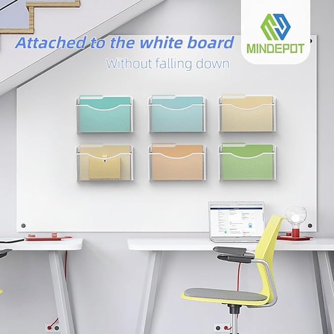 MINDEPOT Magnetic Wall File Organizer,Hanging Wall Mounted File Folder Binder Holder Mail Organizer for Office,Home and School Supplies