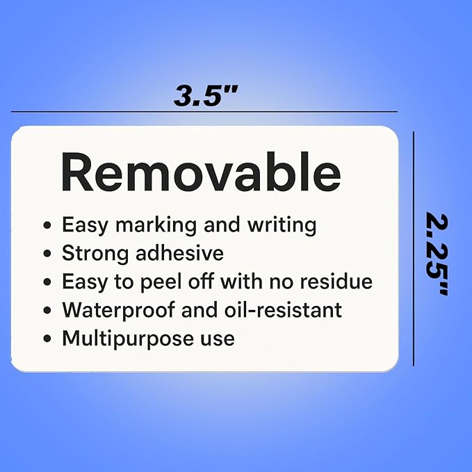 250pcs 3.5 x 2.25 Inch Blank Name Tag Stickers for Classroom, Removable Freezer Labels for Storage Bins Jars Food Containers Box Easy Peel Off Tear Resistant No Residue Moving Labels to Write On