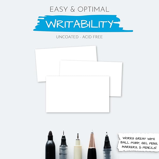 Home Advantage 3x5 Blank Index Cards - Our 50 Pack of Blank Note Cards Use Heavy Duty Cardstock to Make Them Bleed Proof