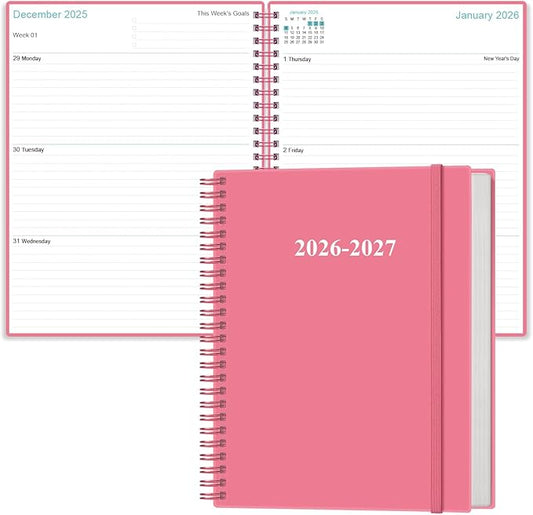 2026-2027 Planner - 18 Months Weekly & Monthly Planner from January 2026 - June 2027, Academic Planners 2026-2027 with Elastic Closure, Inner Pocket, 8.5" x 11", Pink