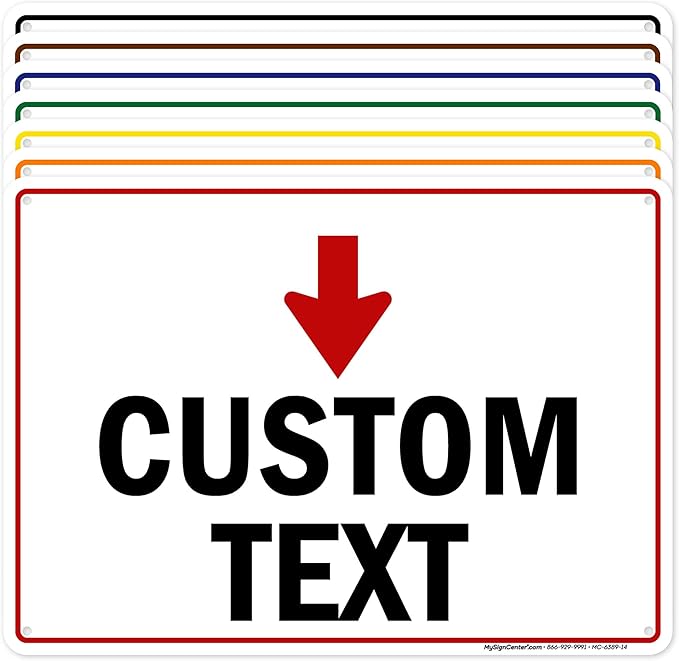 Custom Arrow Directional Sign, Down Arrow, 10x14 Inches, Rust Free .040 Aluminum, Fade Resistant, Made in USA by My Sign Center