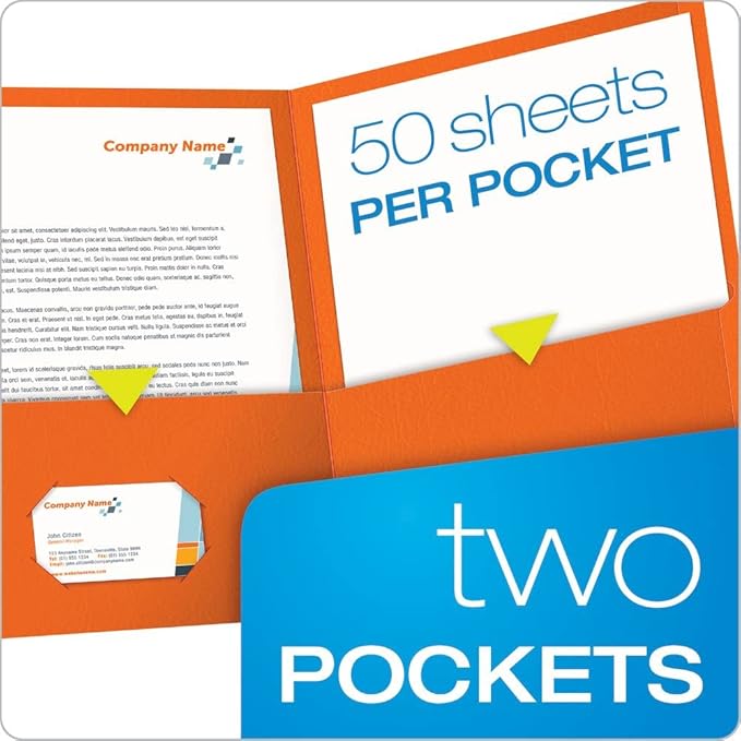 Oxford Twin-Pocket Folders, Textured Paper, Letter Size, Orange, Holds 100 Sheets, Box of 25 (57510EE)