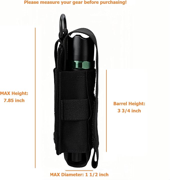 Tactical Flashlight Holster MOLLE Torch Holder MK4 OC/Mace Pepper Spray Canister Carrier EDC Flash Light Pouch Multitool Case with Strap&Snap Clip for Duty/Combat Belt Backpack Vest Chest Rig