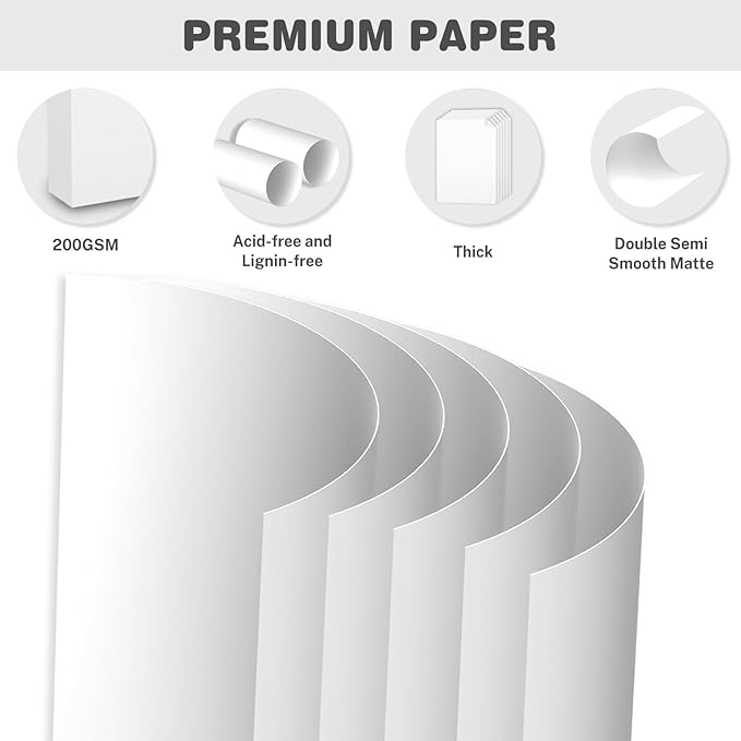 White Cardstock 8.5 X 11, 80 Sheets Card Stock, 75lb/ 200gsm Copy Paper, Cardstock Printer Paper for Art, Drawing, Invitations, DIY Cards, Watercolor, Craft, Construction, School & Office Supplies
