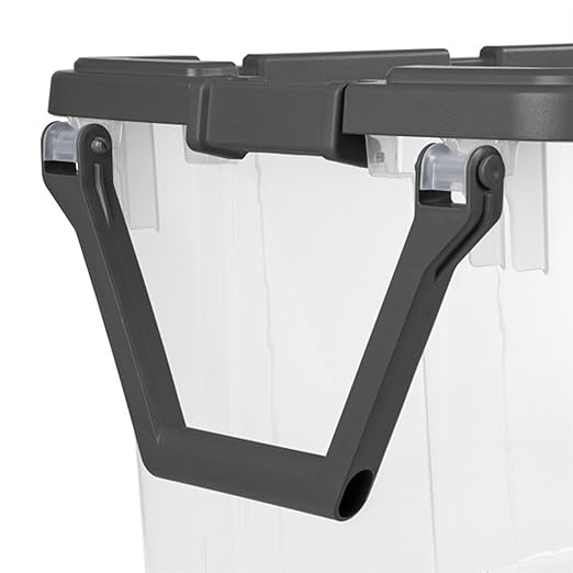 Sterilite 6-Pack Modular Stacker Box, Durable Clear Plastic Storage Bins with Latching Lids, 160 Quart - Stackable Organizing Container Boxes for Closet, Bathroom, and Office