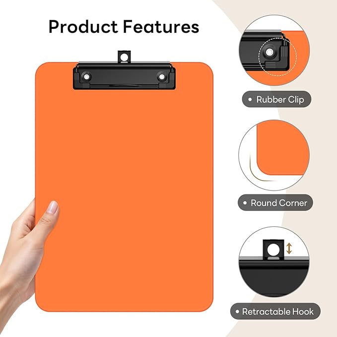 Zoenley A4 Plastic Clipboard Set of 12, Bright Colorful 12.5 x 9 Letter Size for Classroom, Students, Teacher, Nurse, 8.5 x 11 Clip Board with Low Profile Black Clip, Office & School Supplies