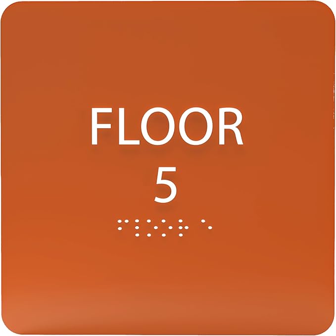 ADA CENTRAL SIGNS - 6" X6" Floor 5 Sign - ADA Compliant Tactile Graphics Grade 2 Braille Text Acrylic Wall Signs - Directional Assistance, Floor Number Safety Sign for Office, school Hospital, Apartment