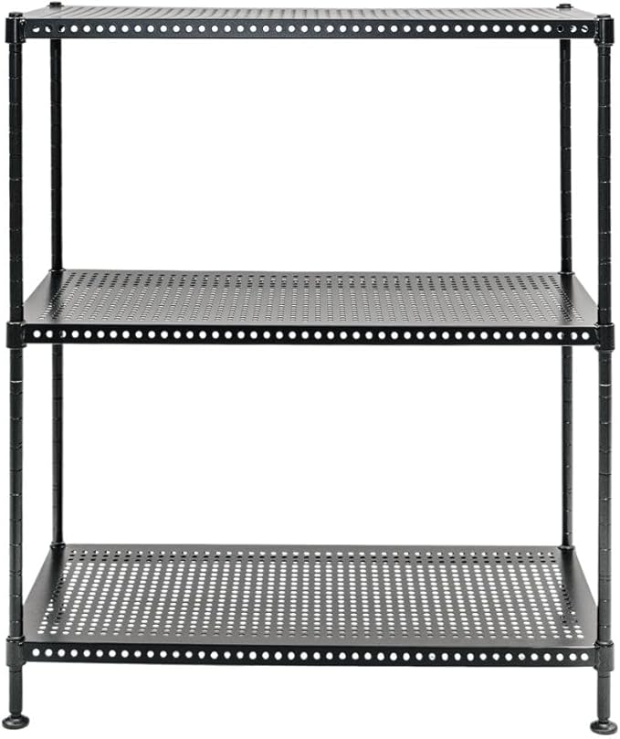 Shelving Inc. 12" d x 24" w x 28" h 3-Tier Perforated Metal Shelving, Standard Duty, Weight Capacity 110 lbs Per Shelf