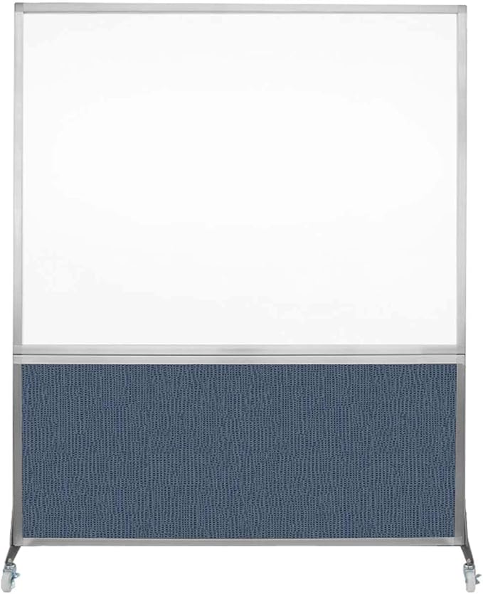 DivideWrite Mobile Whiteboard | Double Sided Dry Erase Board | Portable Office Cubicle Partition | Display for Classrooms, Conference Rooms, Meeting Areas and More | Ocean Fabric 5' Wide X 6' Tall